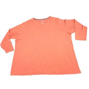 Croft Barrow The Classic Tee Women 5X Orange Cotton Blend Minimalist 3/4 Sleeve